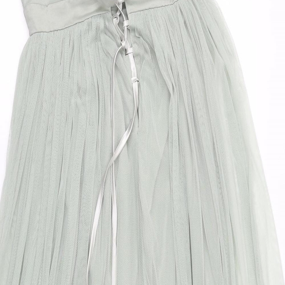 Anaya Womens Green Polyester Fit & Flare Size 12 V-Neck Tie