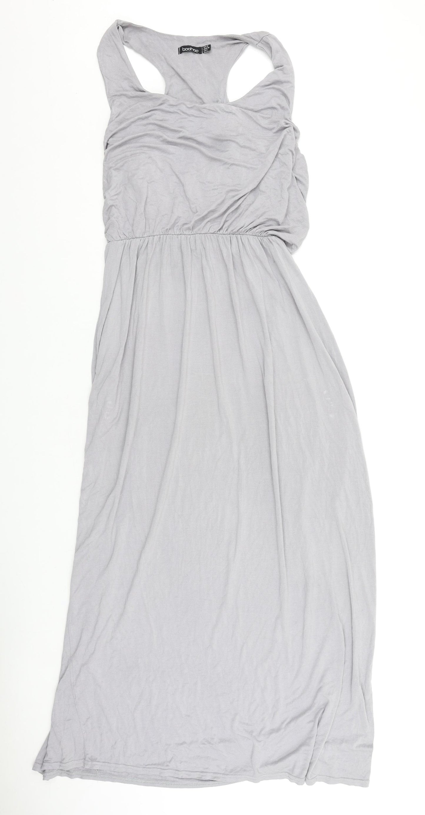 Boohoo Womens Grey Viscose Fit & Flare Size 12 Scoop Neck Pullover