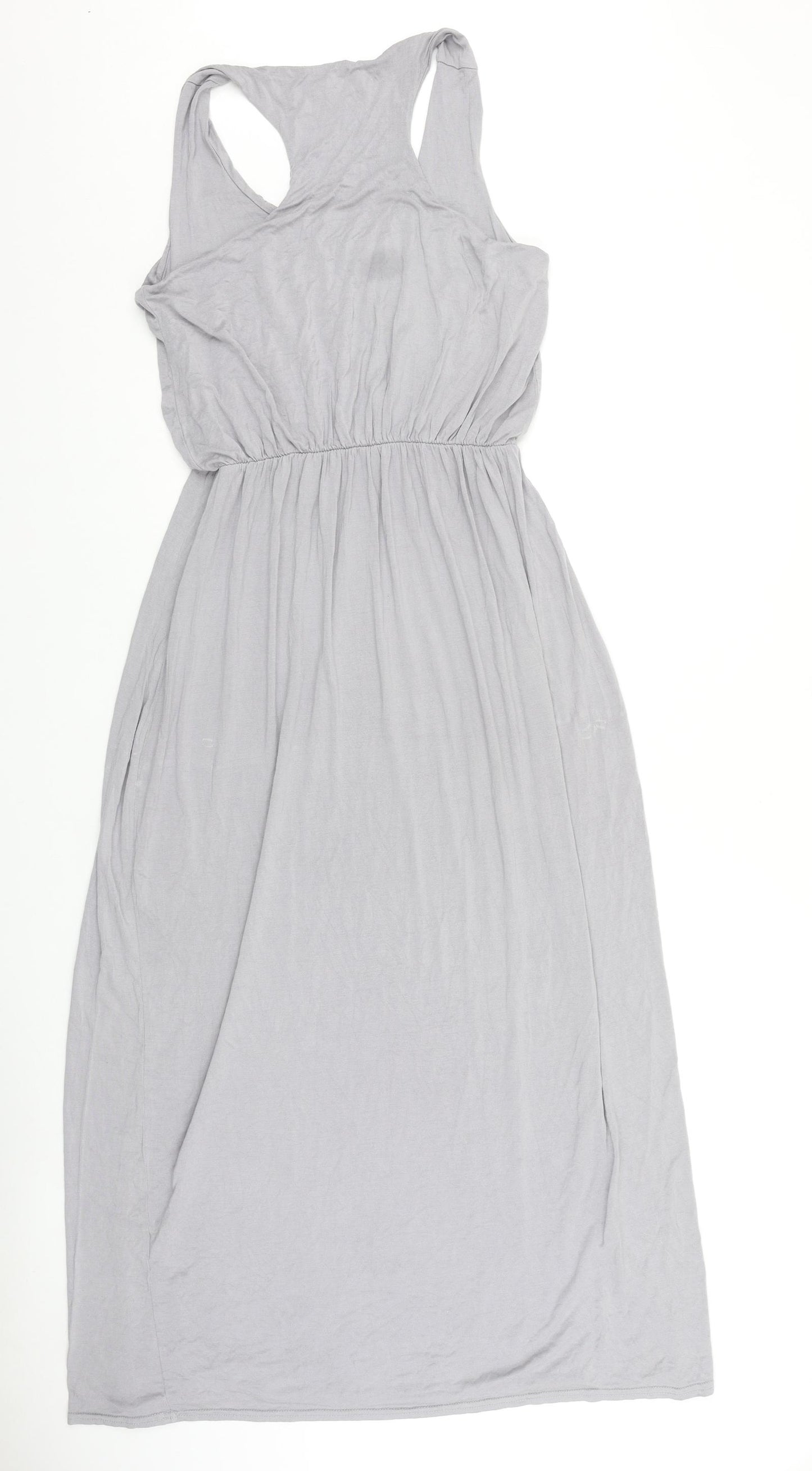 Boohoo Womens Grey Viscose Fit & Flare Size 12 Scoop Neck Pullover