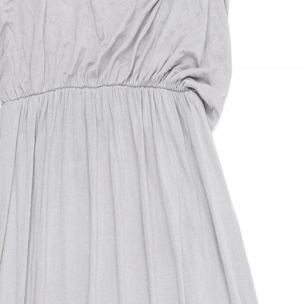 Boohoo Womens Grey Viscose Fit & Flare Size 12 Scoop Neck Pullover
