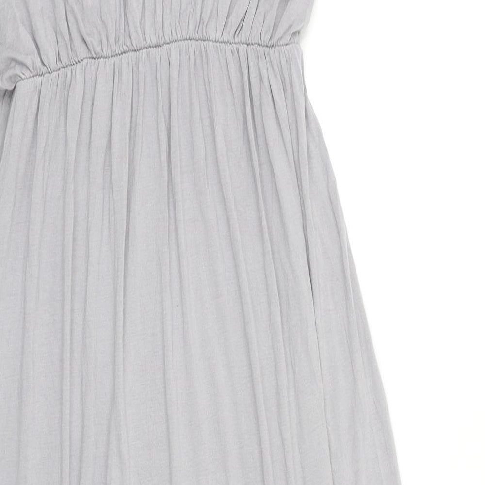 Boohoo Womens Grey Viscose Fit & Flare Size 12 Scoop Neck Pullover