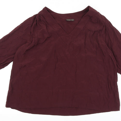 Repeat Womens Purple Polyester Basic Blouse Size 10 V-Neck
