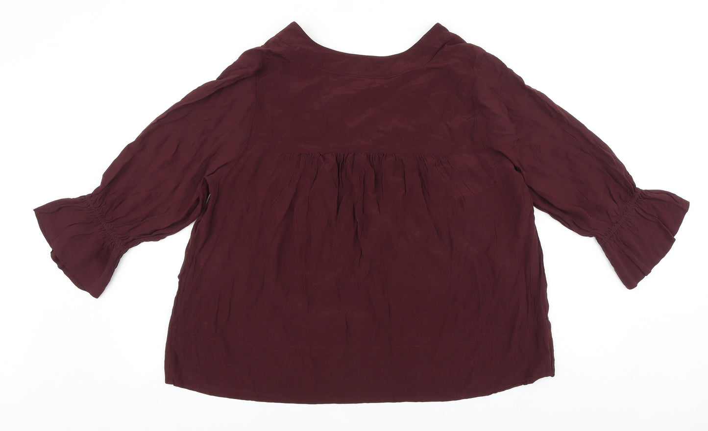 Repeat Womens Purple Polyester Basic Blouse Size 10 V-Neck