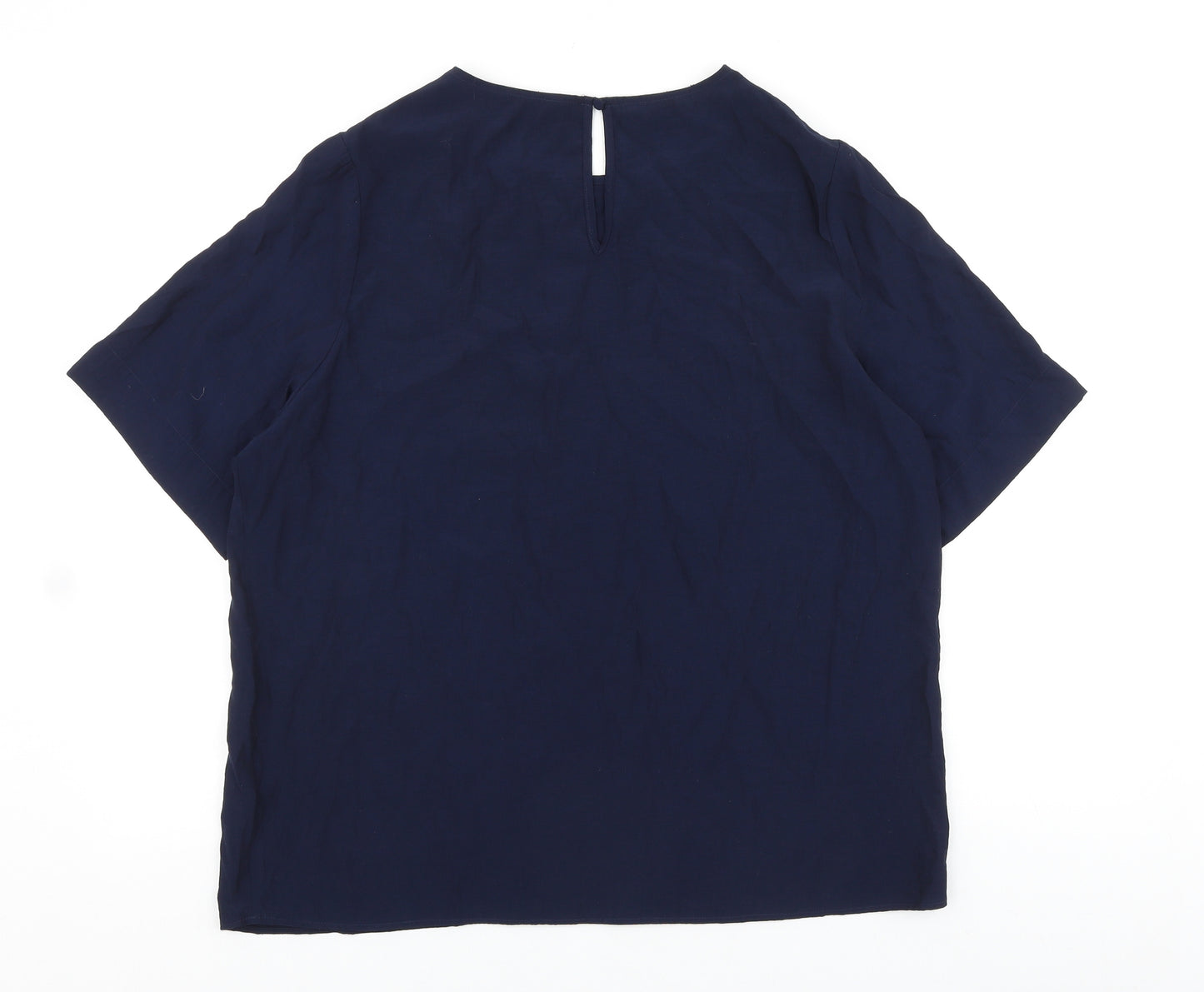 Marks and Spencer Womens Blue Viscose Basic Blouse Size 16 Round Neck