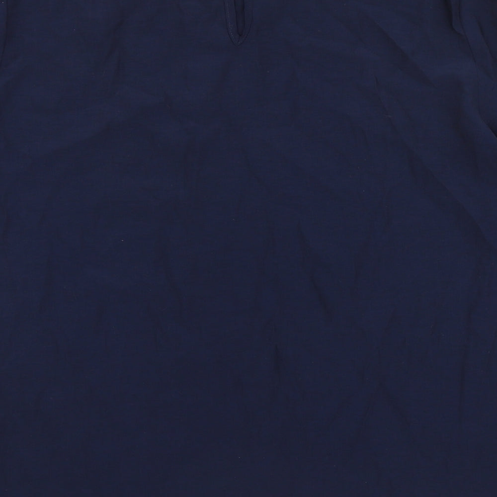 Marks and Spencer Womens Blue Viscose Basic Blouse Size 16 Round Neck