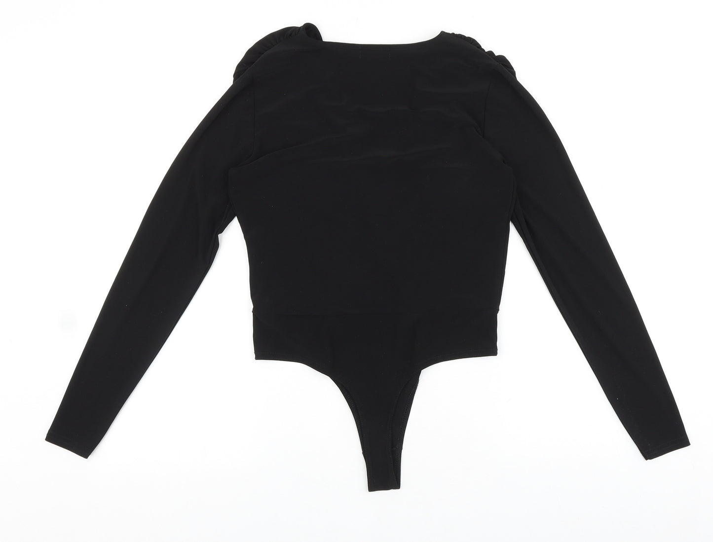 PRETTYLITTLETHING Womens Black Viscose Bodysuit One-Piece Size 12 Pullover