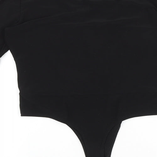 PRETTYLITTLETHING Womens Black Viscose Bodysuit One-Piece Size 12 Pullover
