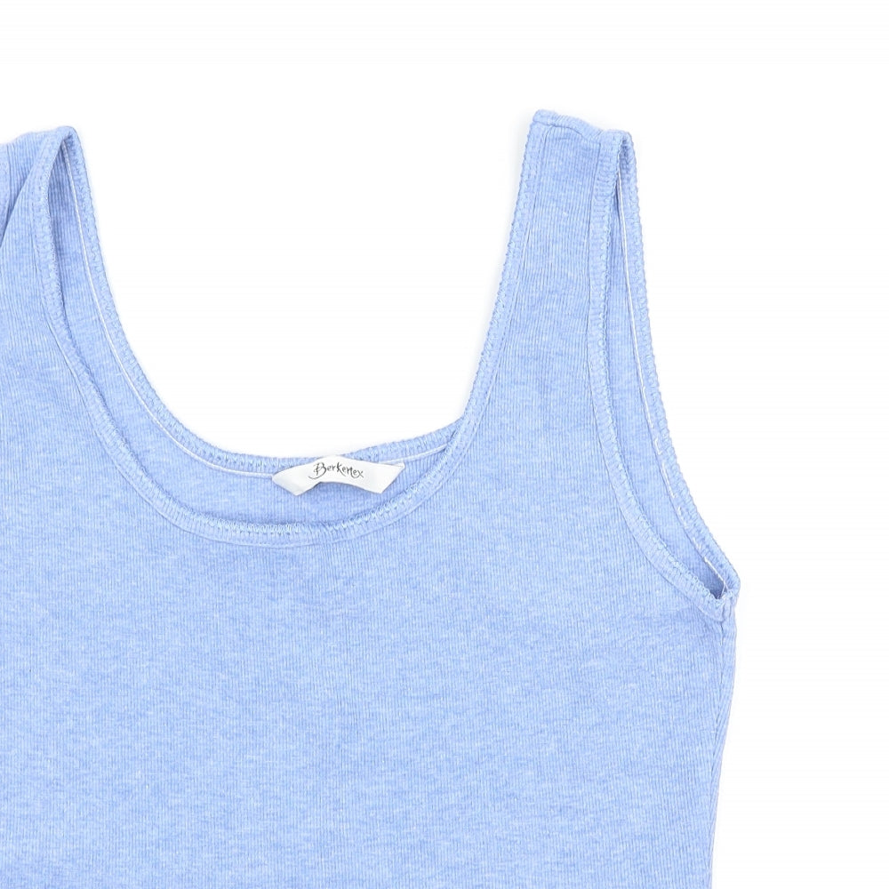 Berketex Womens Blue Cotton Basic Tank Size 14 Round Neck
