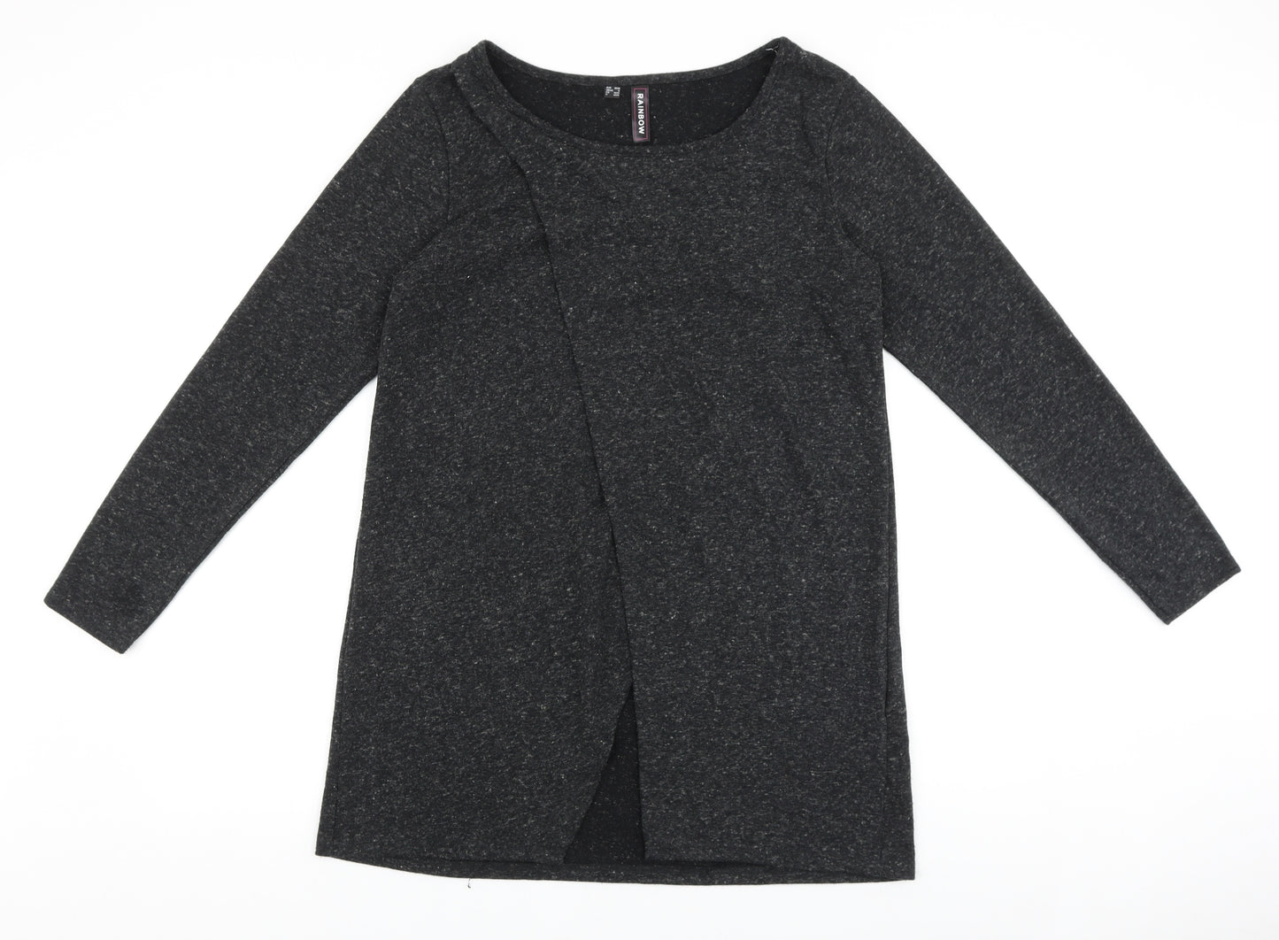 Rainbow Womens Grey Cotton Shift Size S Scoop Neck Pullover