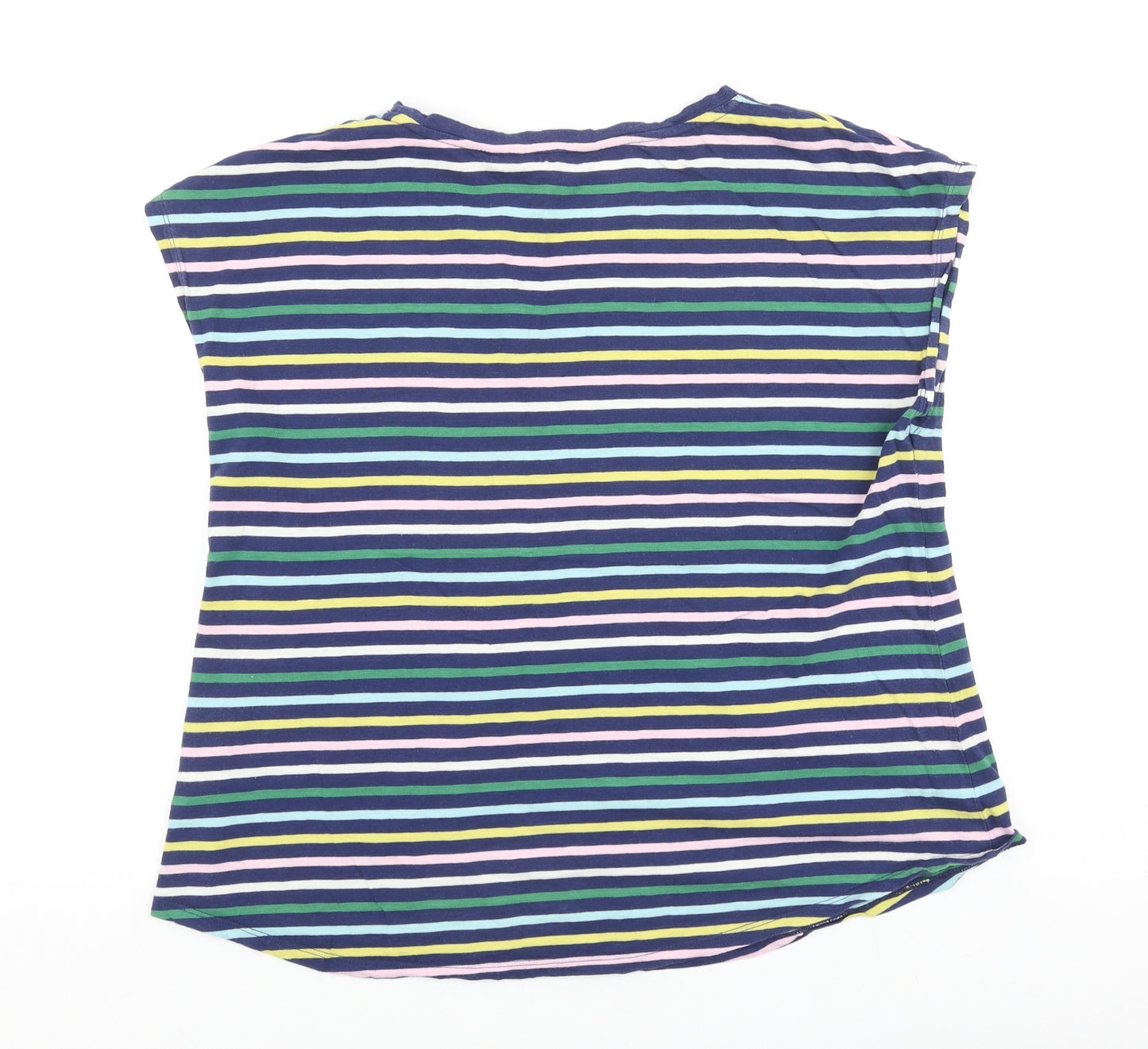 Boden Womens Blue Striped Cotton Basic T-Shirt Size L Round Neck