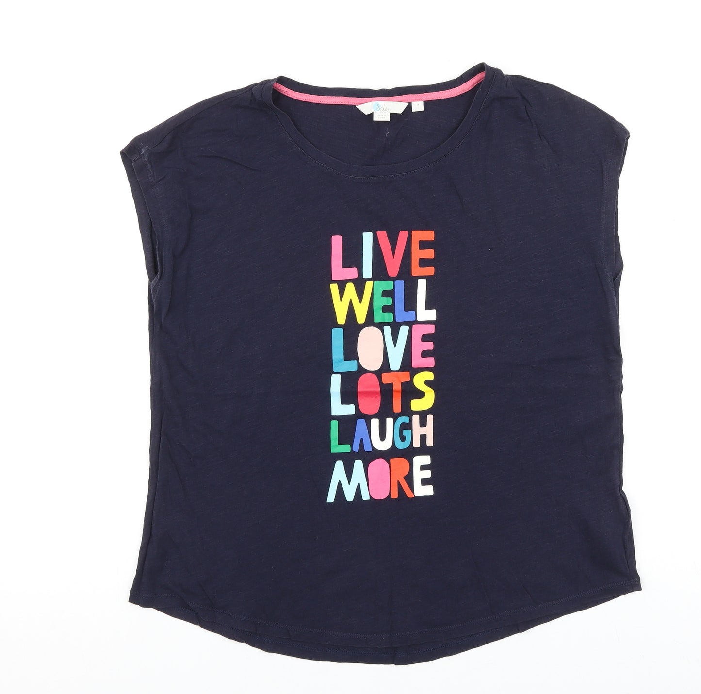 Boden Womens Blue Viscose Basic T-Shirt Size M Round Neck