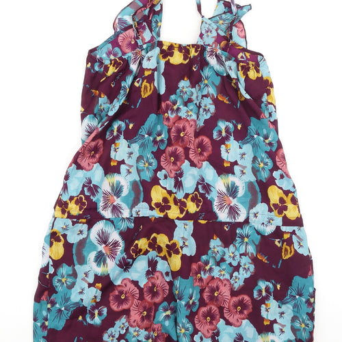 Ada Gatti Womens Purple Floral Viscose Playsuit One-Piece Size L Pullover