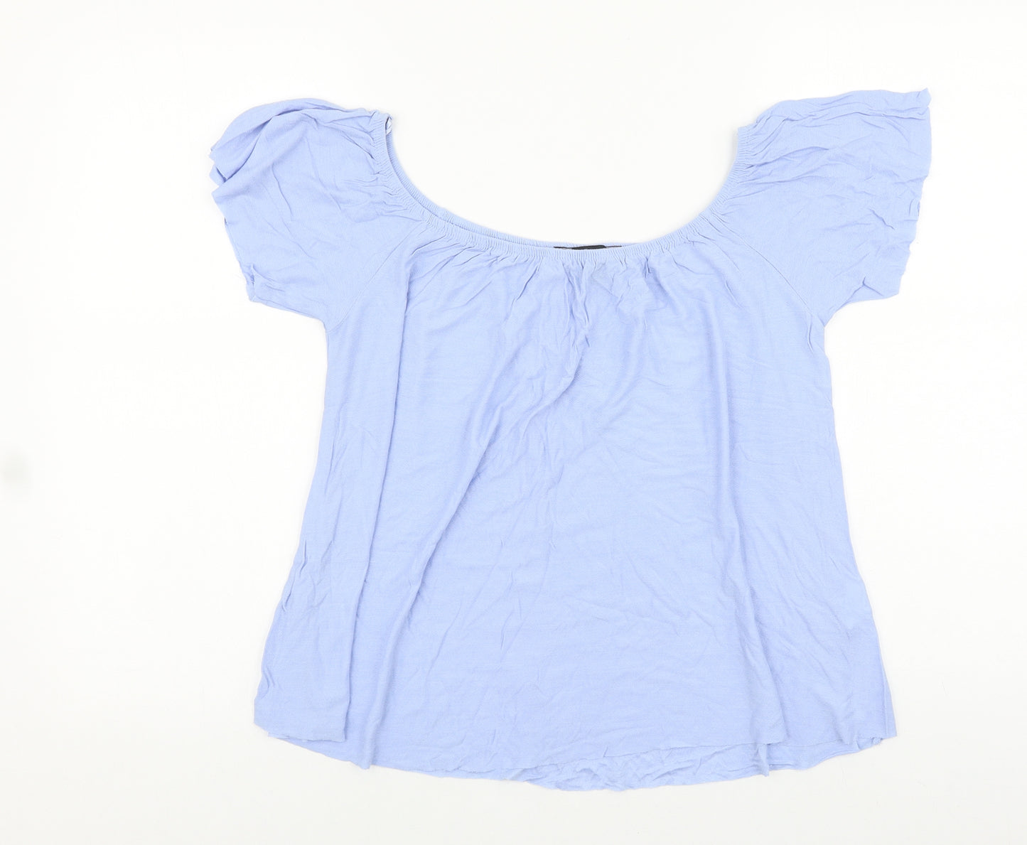 Atmosphere Womens Purple Polyester Basic T-Shirt Size 12 Off the Shoulder
