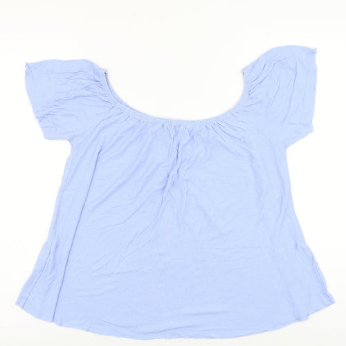 Atmosphere Womens Purple Polyester Basic T-Shirt Size 12 Off the Shoulder