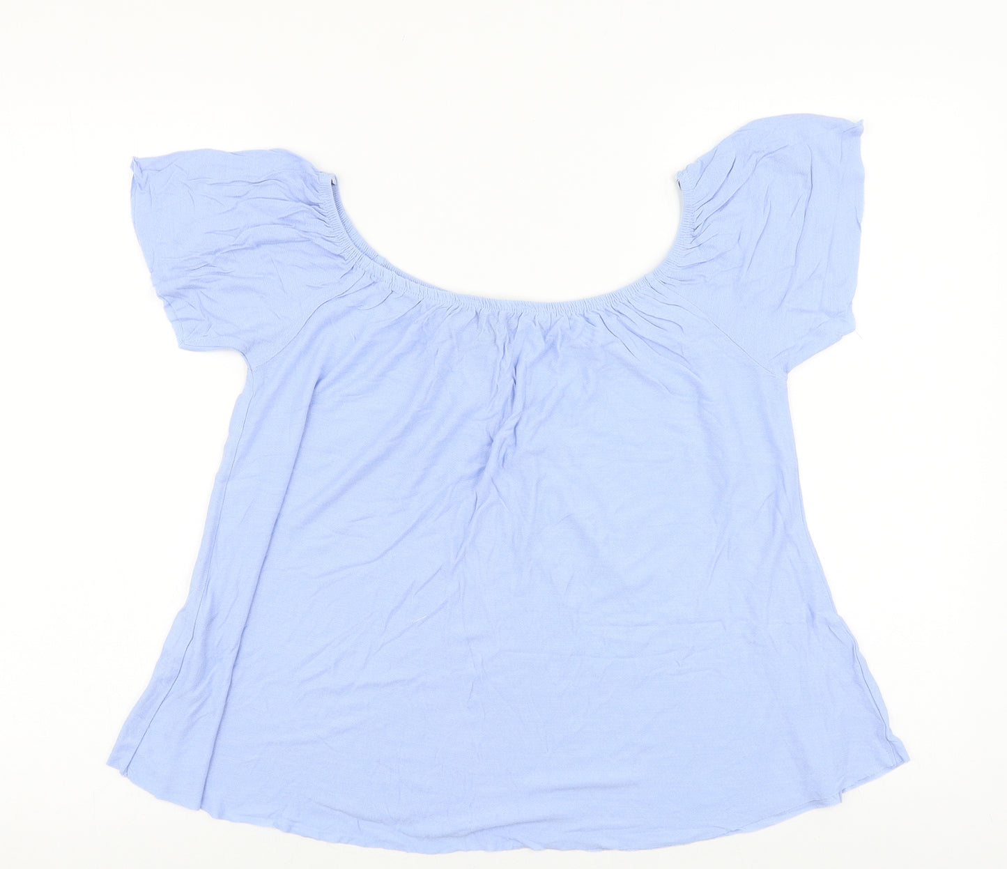 Atmosphere Womens Purple Polyester Basic T-Shirt Size 12 Off the Shoulder