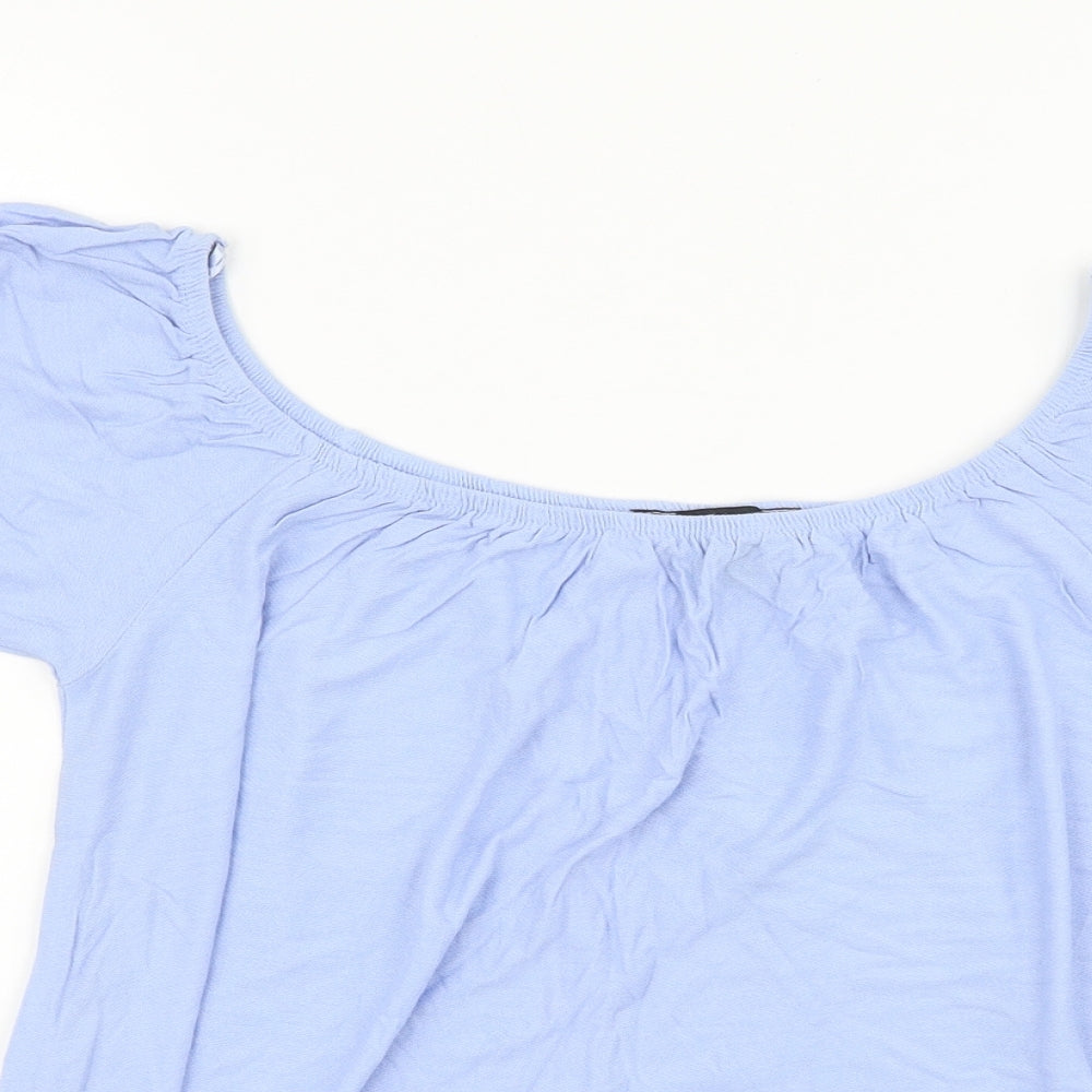 Atmosphere Womens Purple Polyester Basic T-Shirt Size 12 Off the Shoulder
