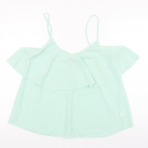 Primark Womens Green Viscose Basic Blouse Size 14 Scoop Neck