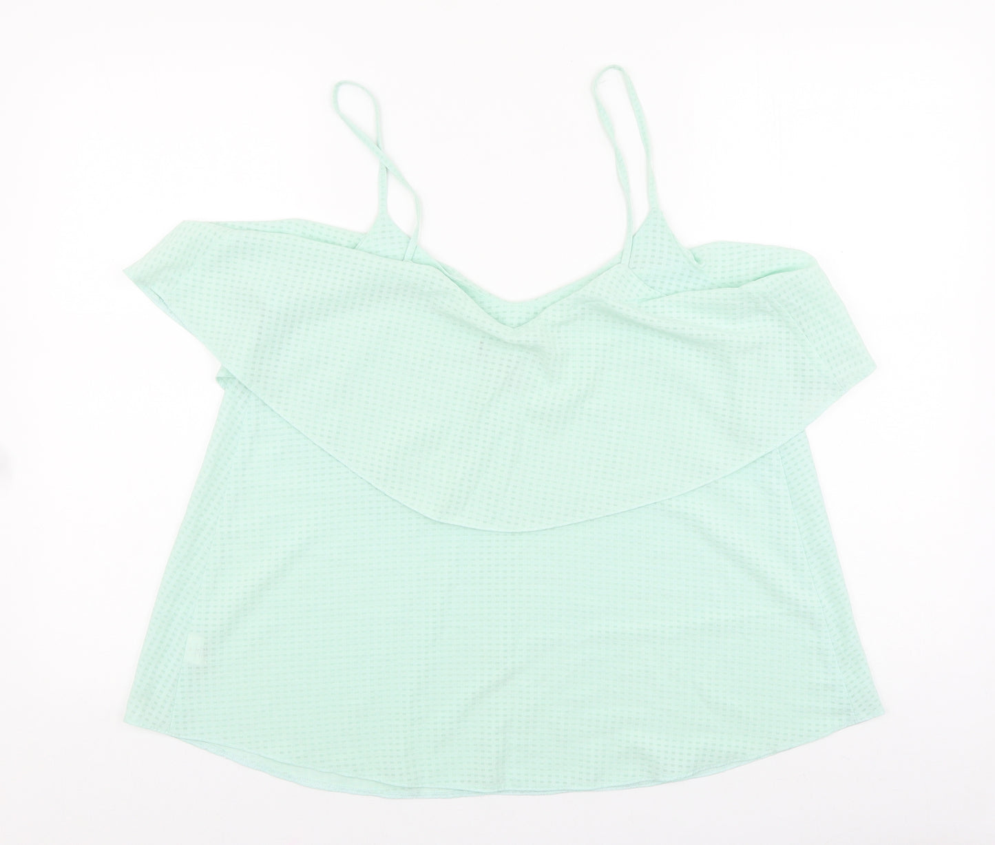 Primark Womens Green Viscose Basic Blouse Size 14 Scoop Neck