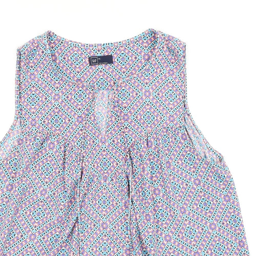 Gap Womens Multicoloured Geometric Viscose Basic Tank Size L V-Neck