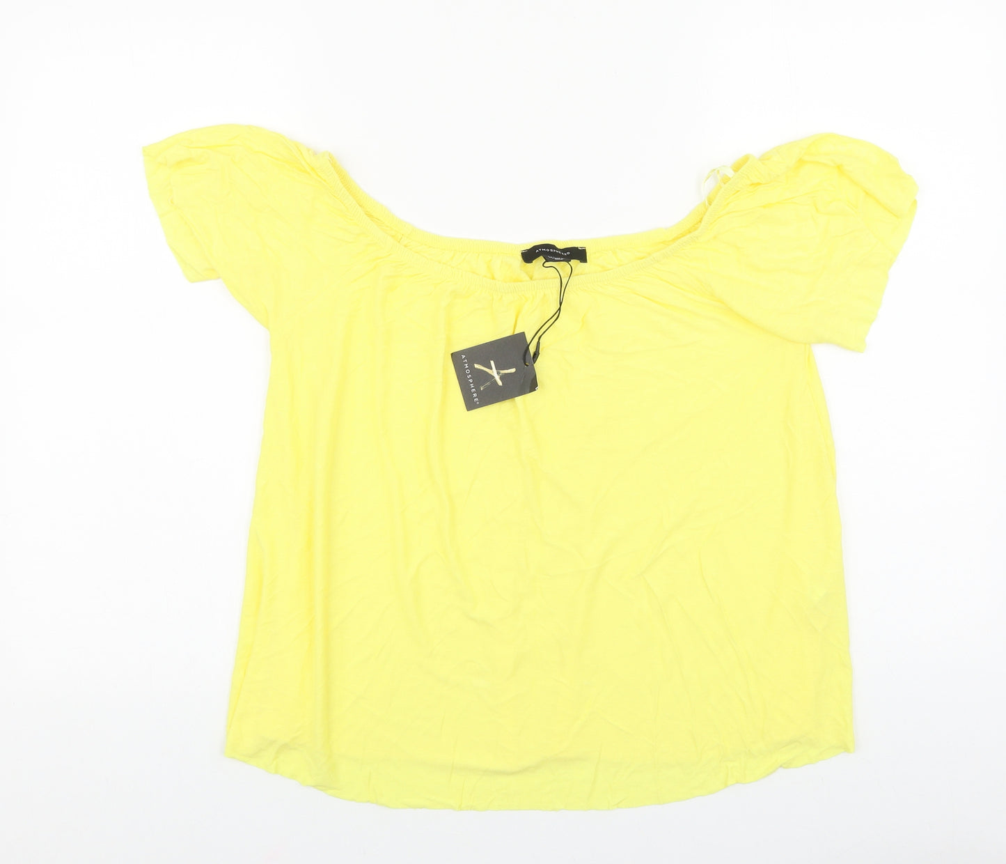 Primark Womens Yellow Polyester Basic Blouse Size 14 Off the Shoulder - Bardot