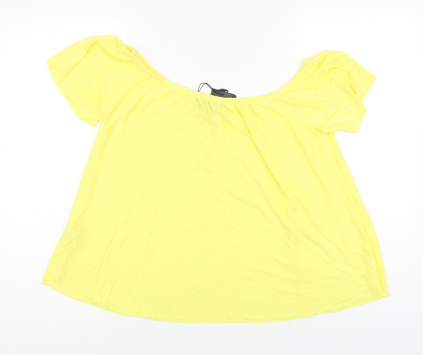 Primark Womens Yellow Polyester Basic Blouse Size 14 Off the Shoulder - Bardot