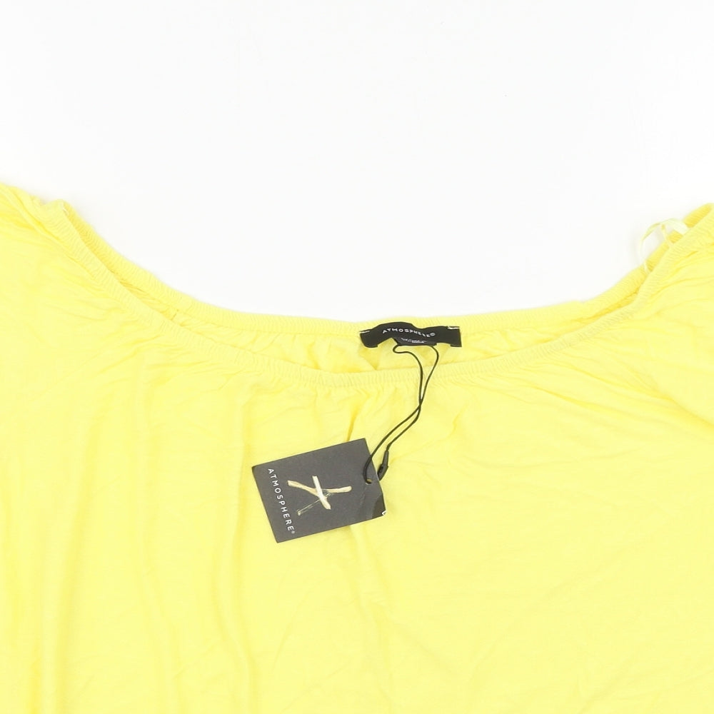 Primark Womens Yellow Polyester Basic Blouse Size 14 Off the Shoulder - Bardot