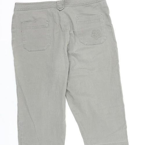 Bonmarché Womens Grey Cotton Cropped Jeans Size 14 Regular Zip