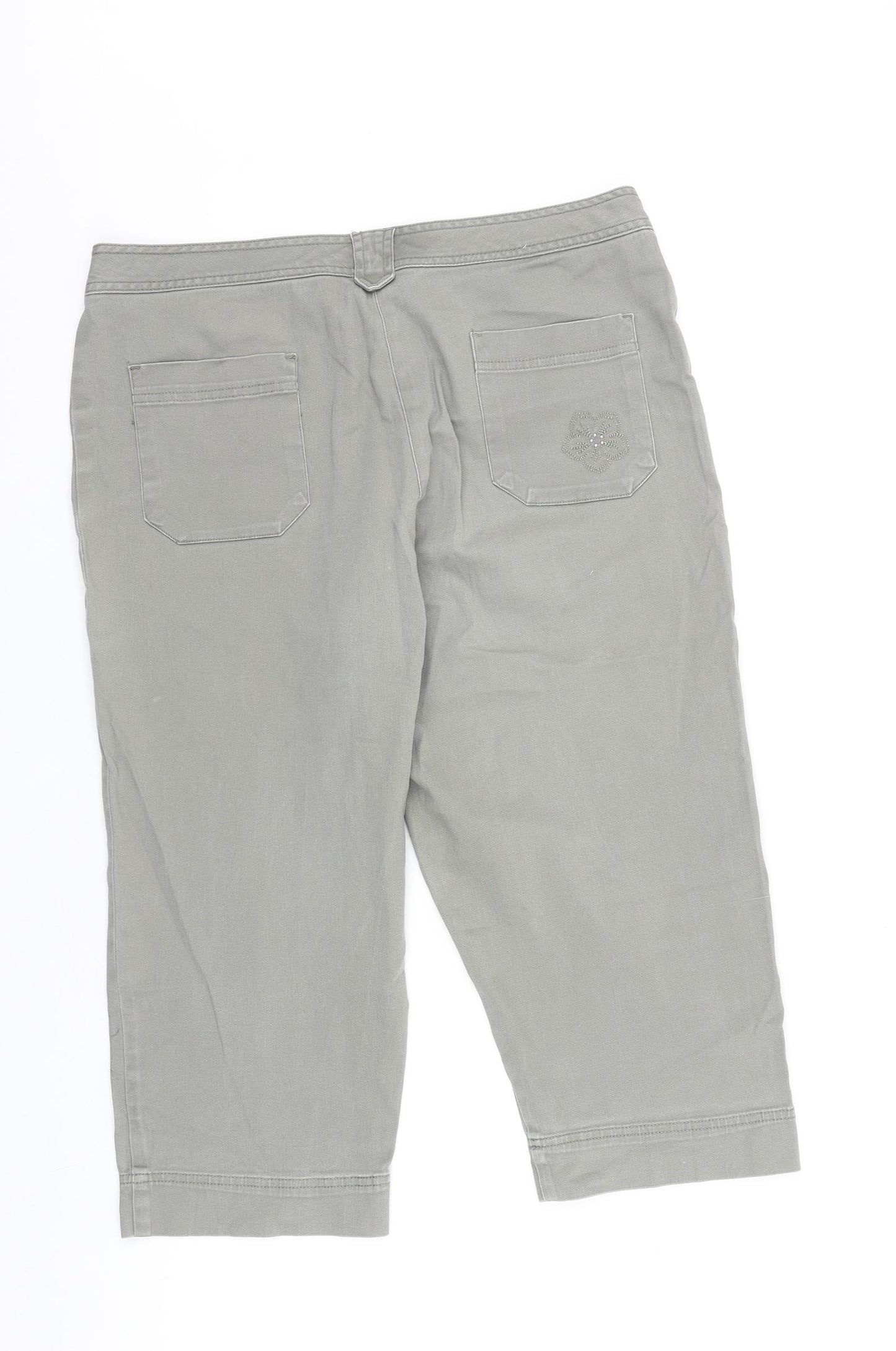 Bonmarché Womens Grey Cotton Cropped Jeans Size 14 Regular Zip