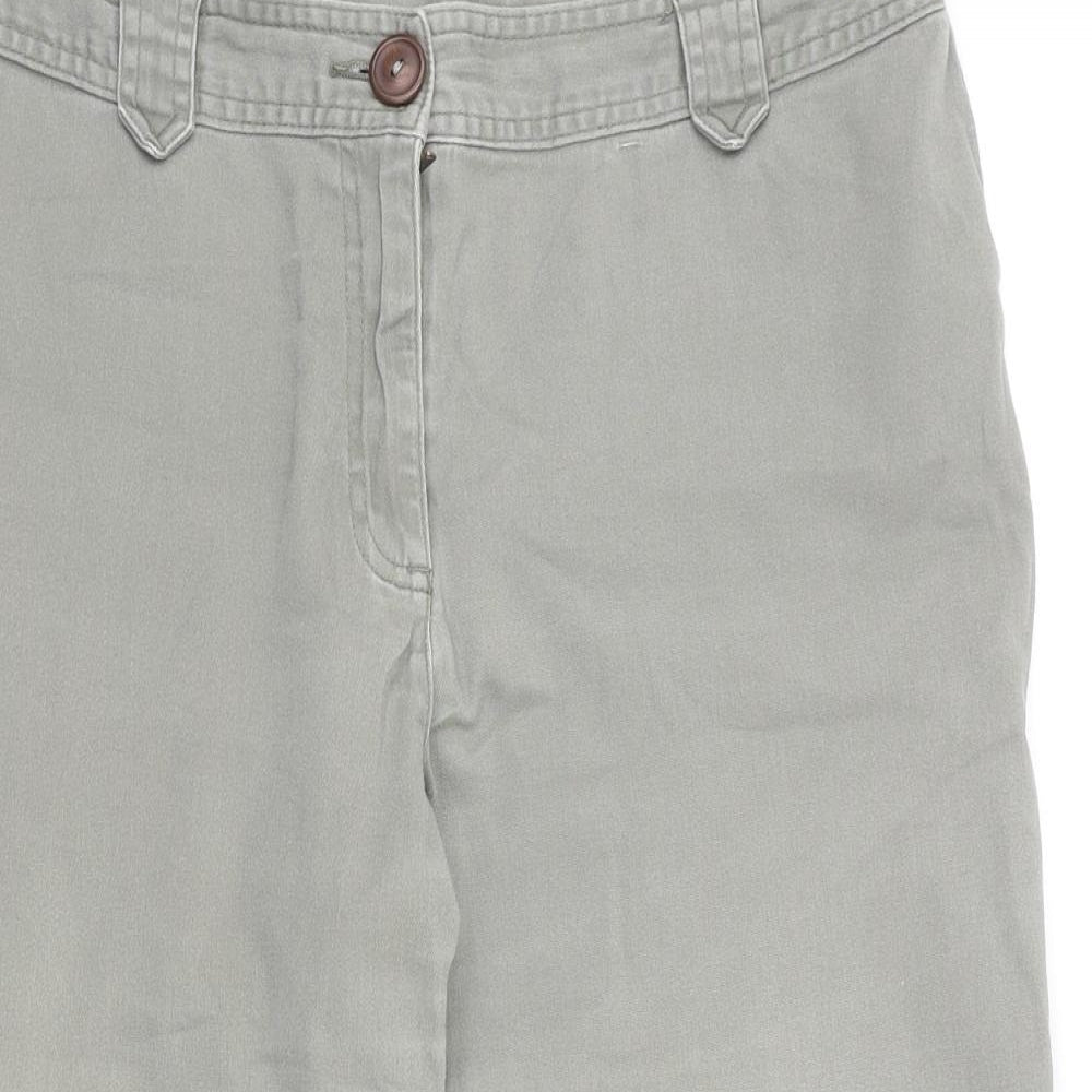 Bonmarché Womens Grey Cotton Cropped Jeans Size 14 Regular Zip