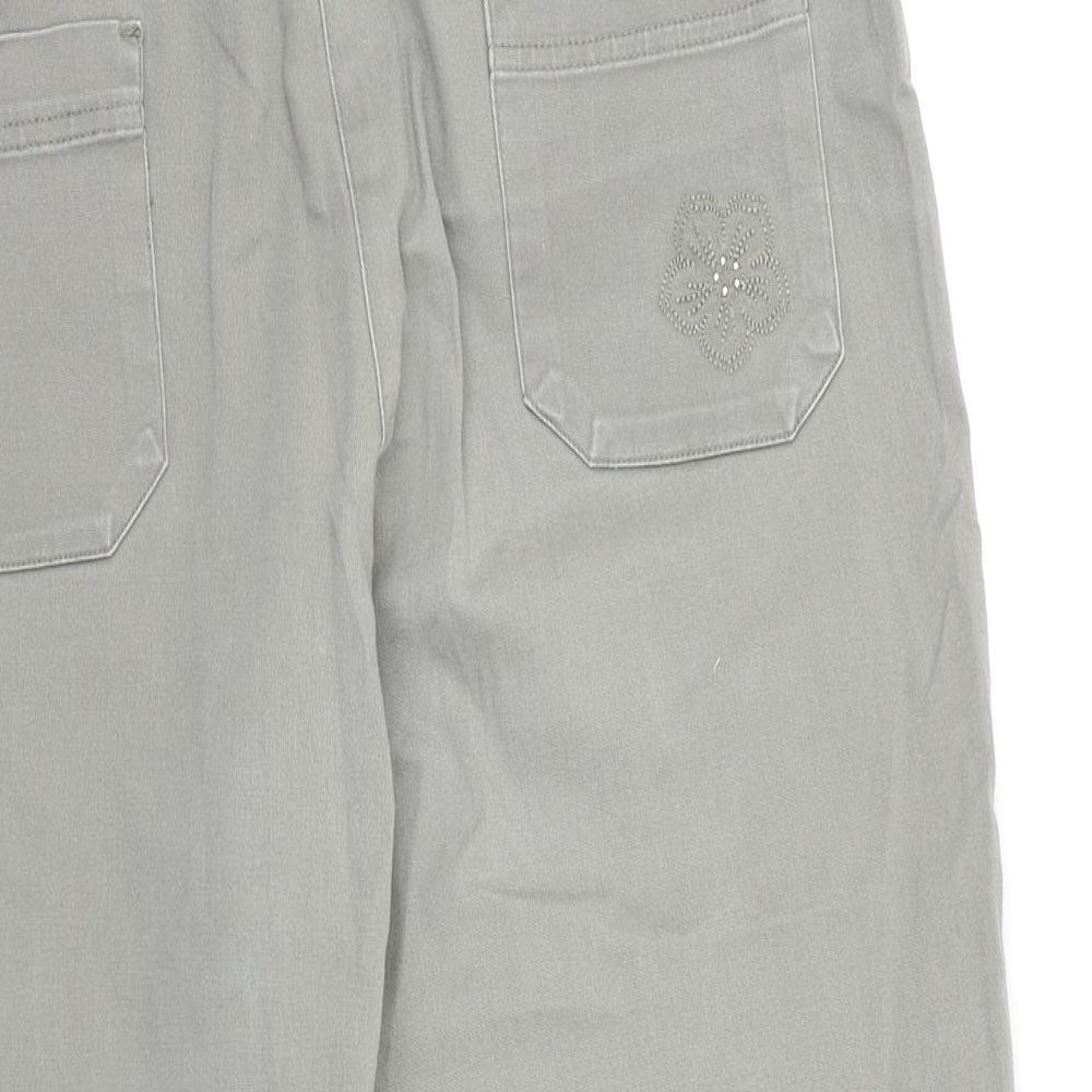 Bonmarché Womens Grey Cotton Cropped Jeans Size 14 Regular Zip