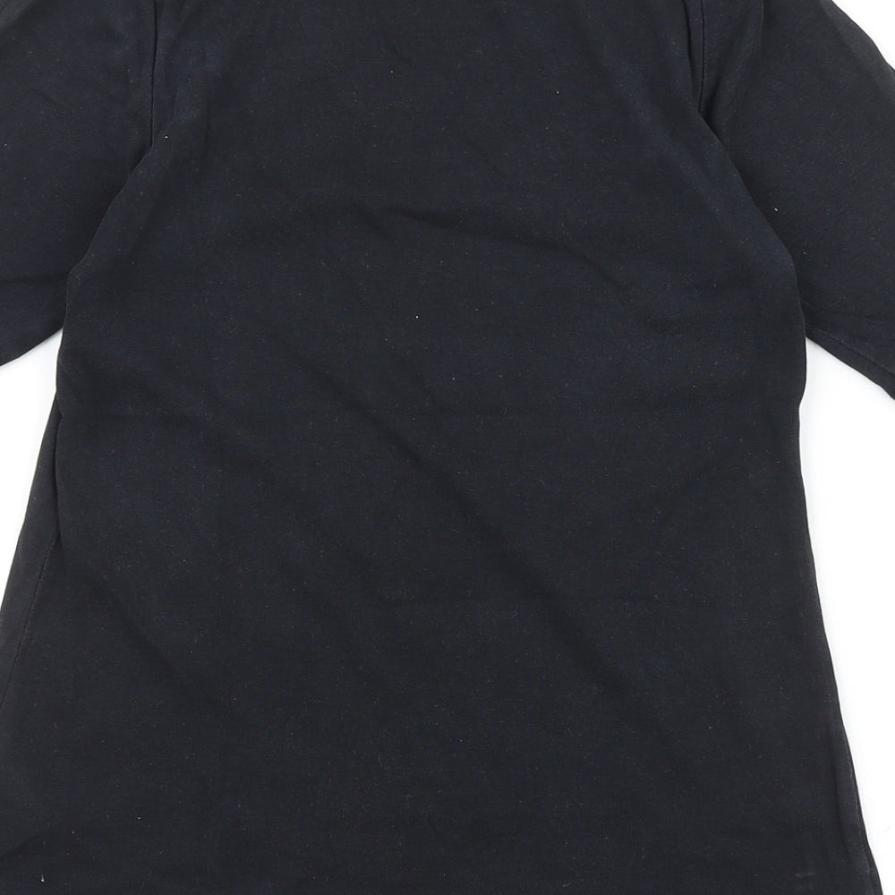 Marks and Spencer Womens Black 100% Cotton Basic T-Shirt Size 12 Round Neck