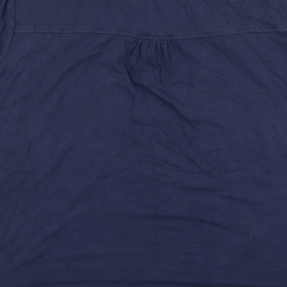 Honor Millburn Womens Blue Geometric Viscose Basic Blouse Size 18 Round Neck