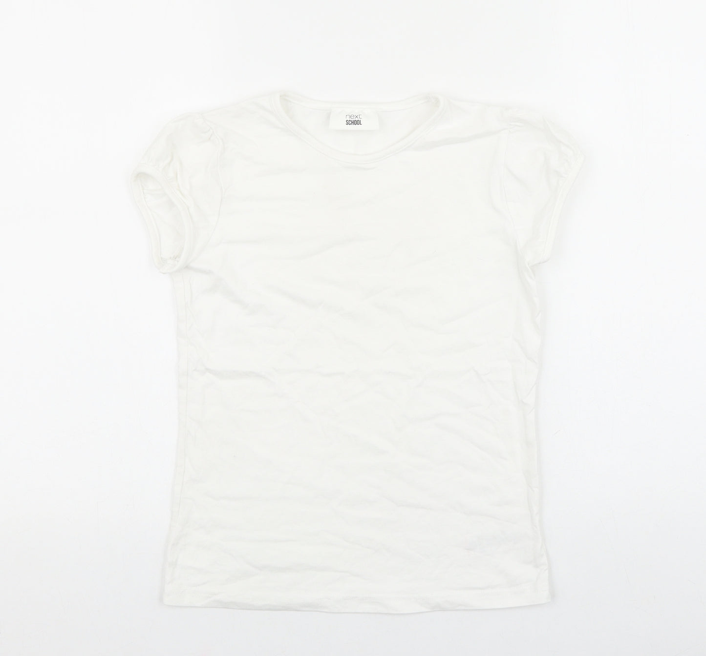 NEXT Girls White 100% Cotton Basic T-Shirt Size 11 Years Round Neck Pullover