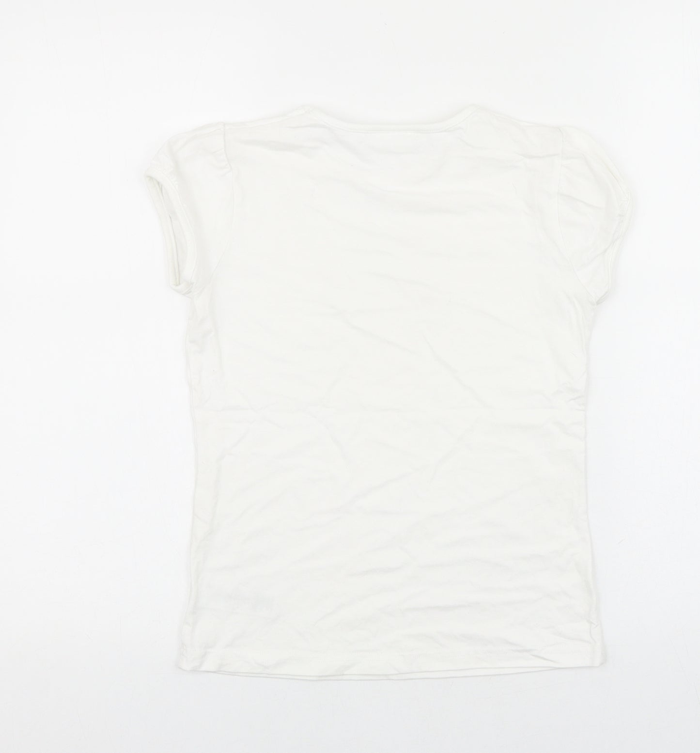 NEXT Girls White 100% Cotton Basic T-Shirt Size 11 Years Round Neck Pullover