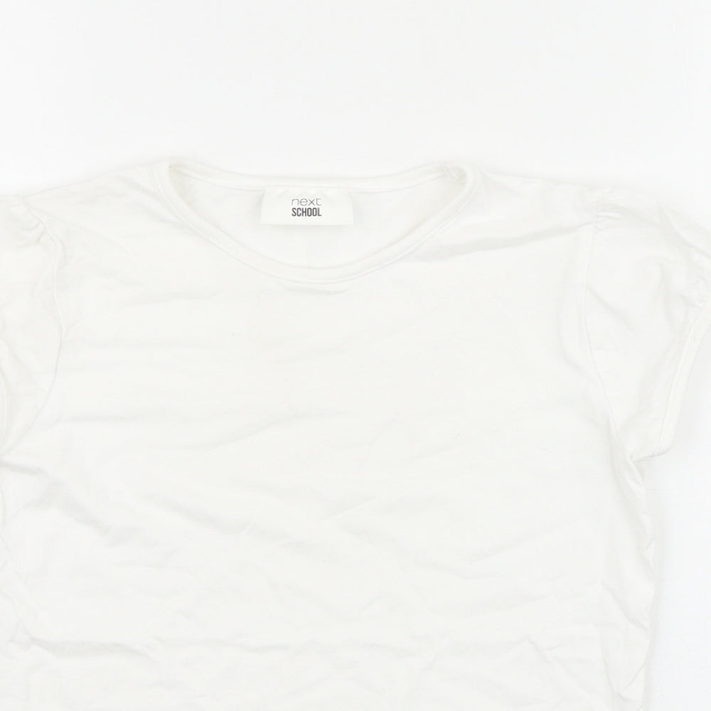 NEXT Girls White 100% Cotton Basic T-Shirt Size 11 Years Round Neck Pullover