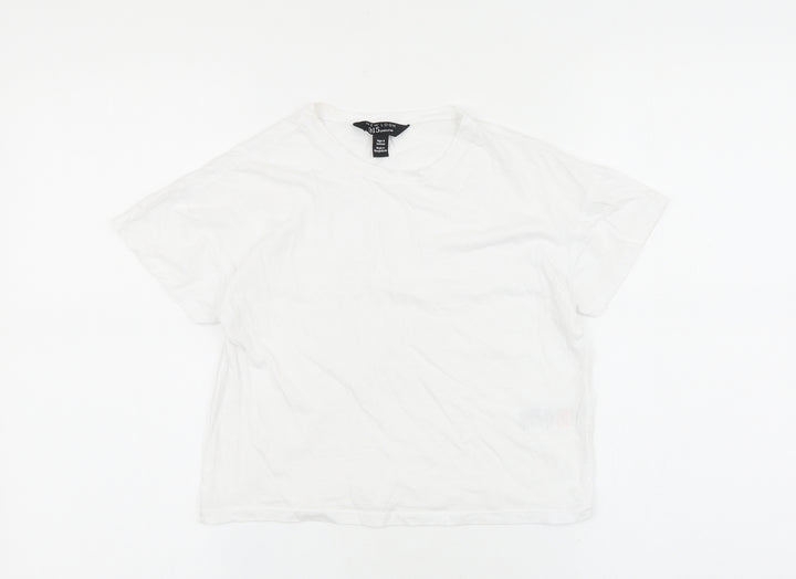 New Look Girls White Cotton Basic T-Shirt Size 9 Years Round Neck Pullover