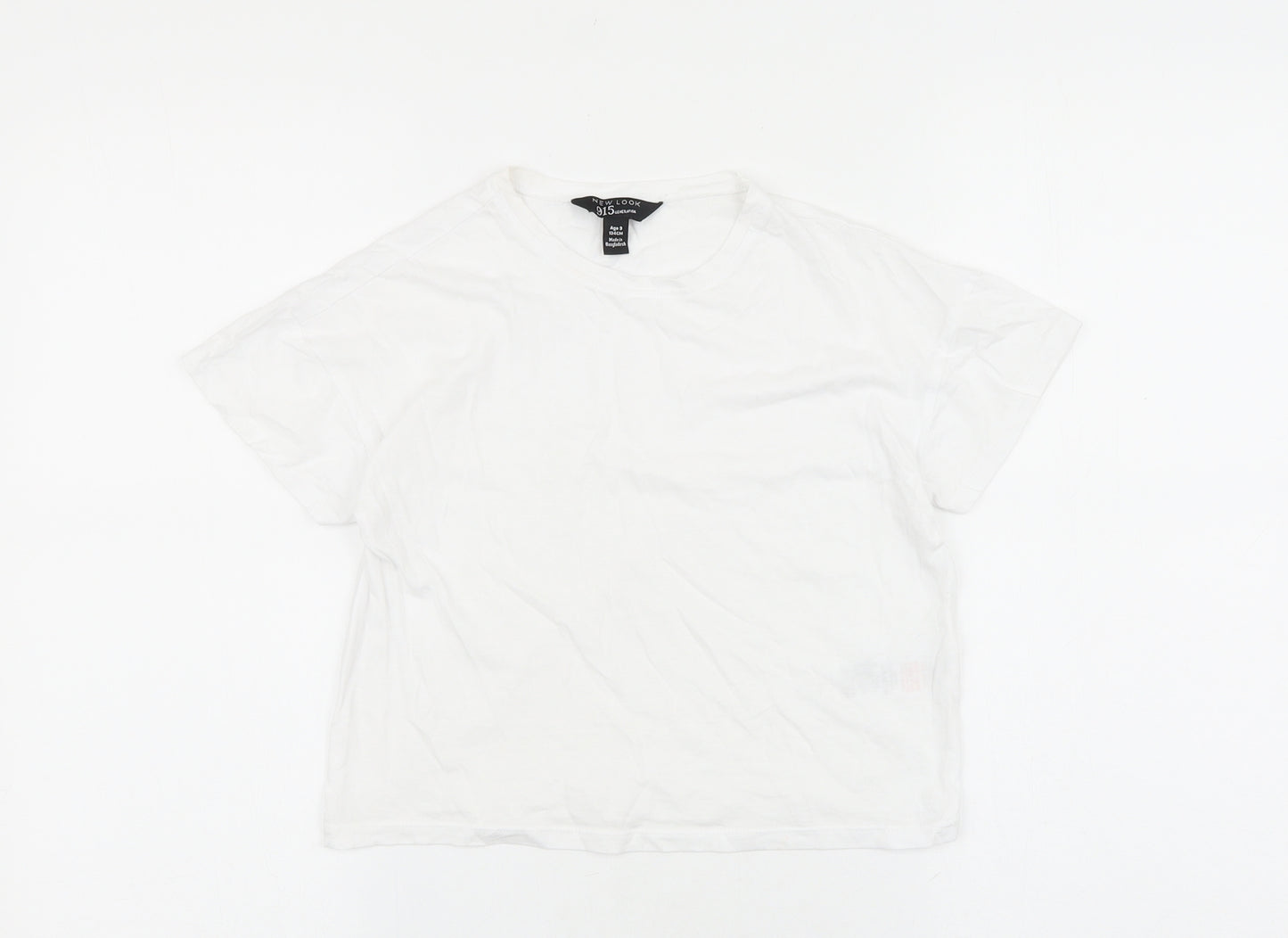 New Look Girls White Cotton Basic T-Shirt Size 9 Years Round Neck Pullover