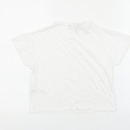 New Look Girls White Cotton Basic T-Shirt Size 9 Years Round Neck Pullover