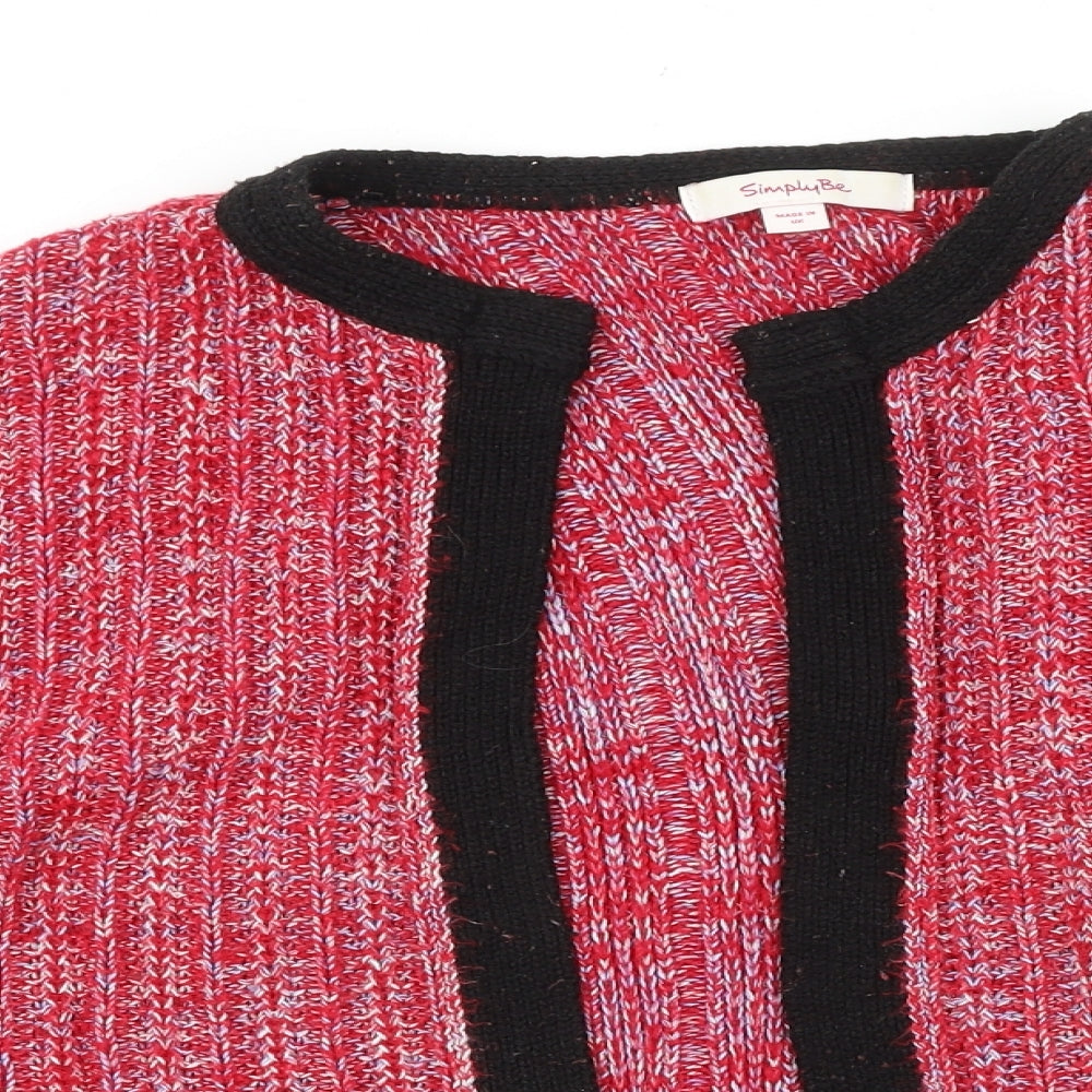 Simply Be Womens Pink Round Neck Acrylic Cardigan Jumper Size 18 - Faux Pockets