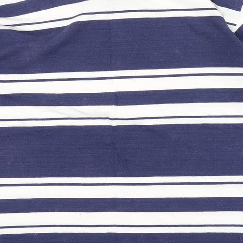Pamplemousse Womens Blue Striped 100% Cotton Basic T-Shirt Size 10 Round Neck