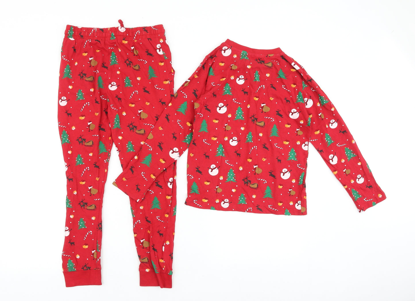 M&Co Boys Red Geometric Cotton Pyjama Set Size 7-8 Years Pullover - Christmas Pyjama Set