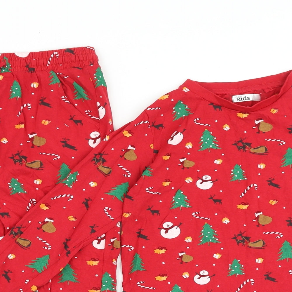 M&Co Boys Red Geometric Cotton Pyjama Set Size 7-8 Years Pullover - Christmas Pyjama Set