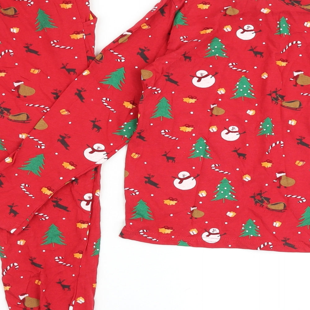 M&Co Boys Red Geometric Cotton Pyjama Set Size 7-8 Years Pullover - Christmas Pyjama Set