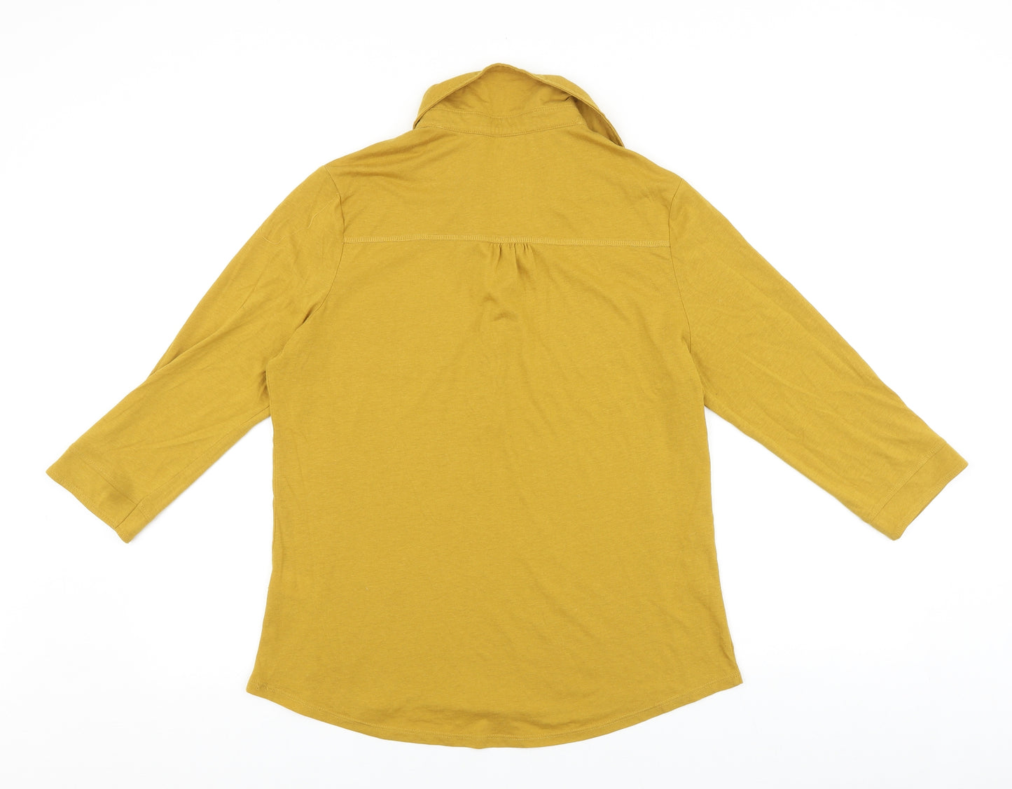 TU Womens Yellow Cotton Basic T-Shirt Size 16 Collared