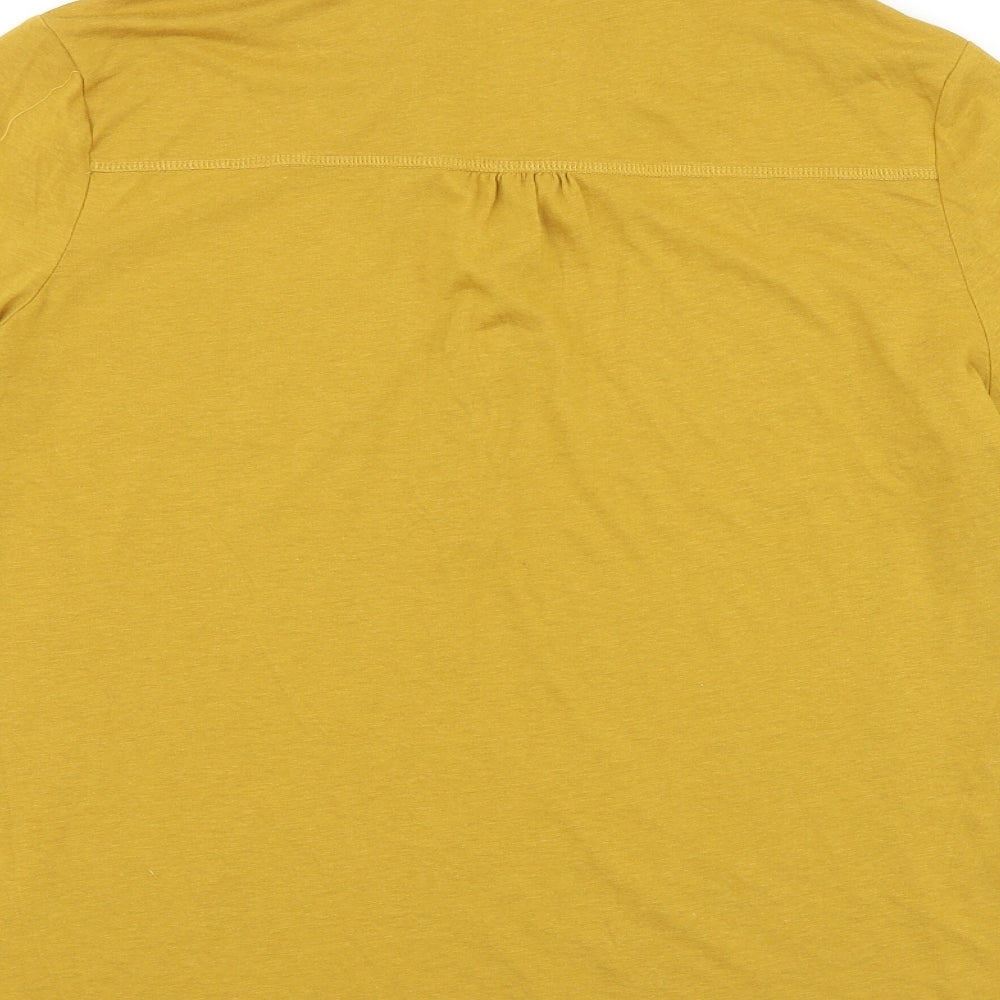TU Womens Yellow Cotton Basic T-Shirt Size 16 Collared