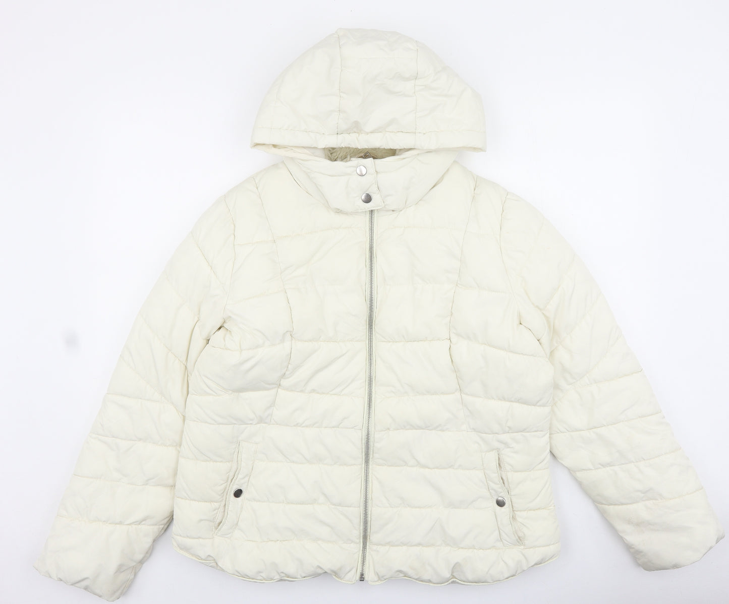 George Womens Ivory Quilted Jacket Size 16 Zip