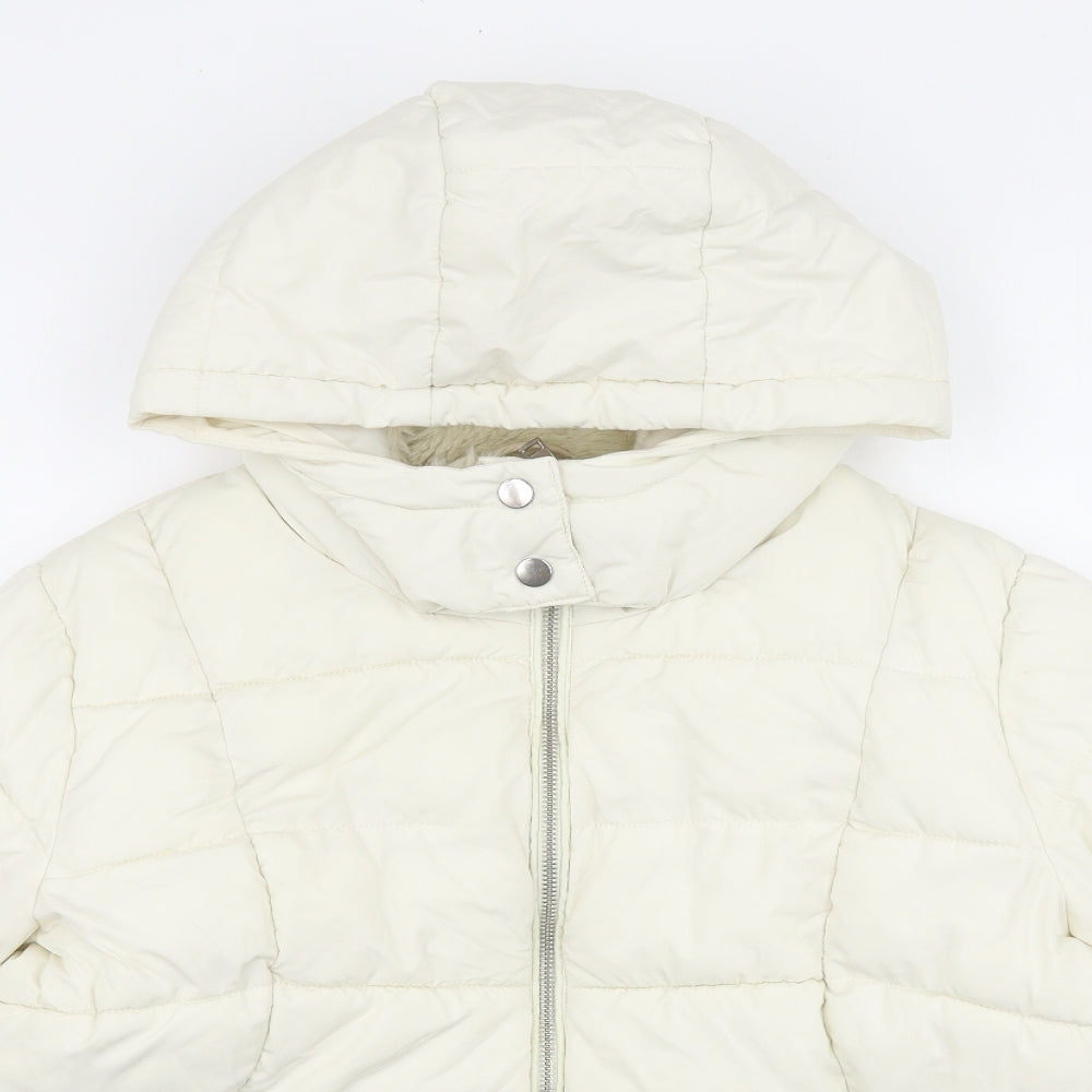 George Womens Ivory Quilted Jacket Size 16 Zip