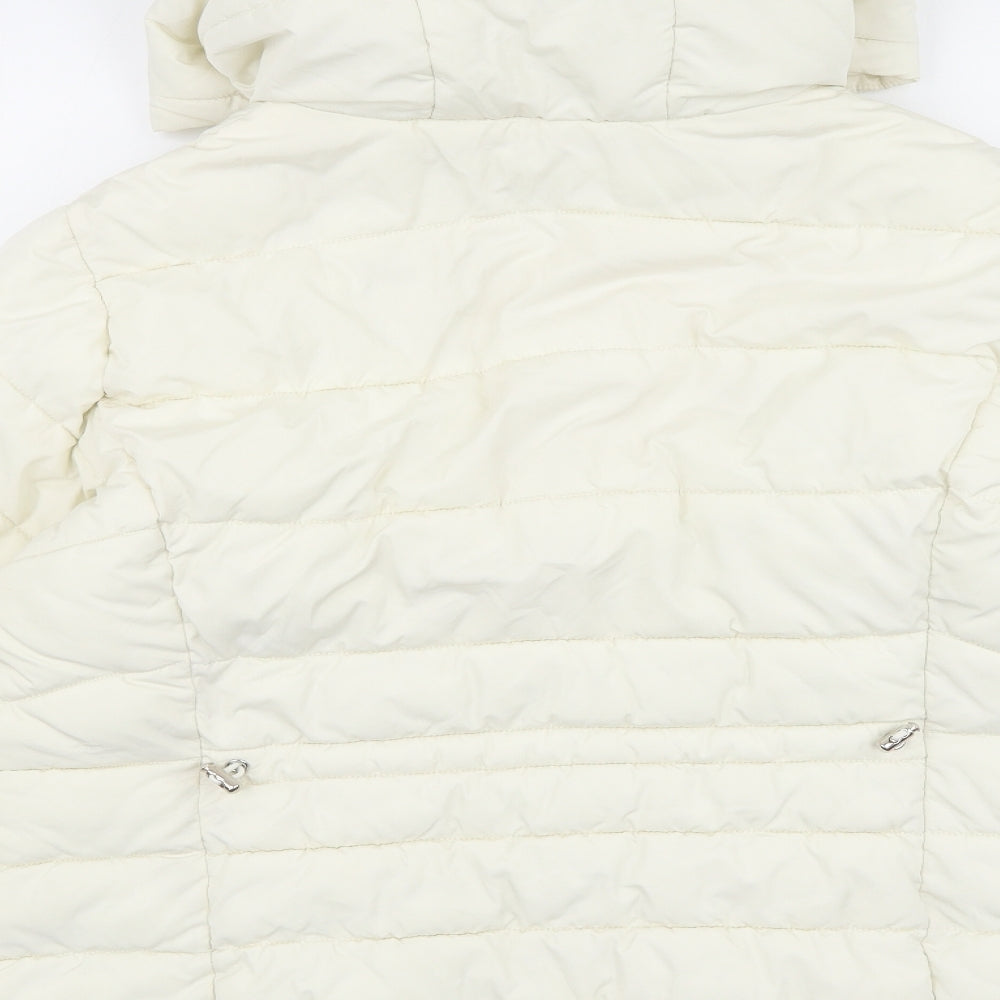 George Womens Ivory Quilted Jacket Size 16 Zip