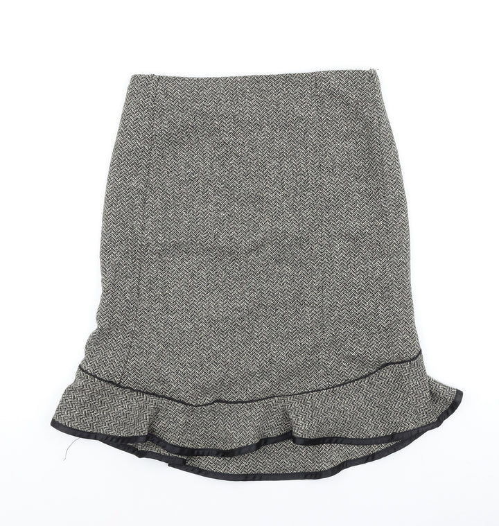 Gap Womens Gold Herringbone Polyester Trumpet Skirt Size S Zip