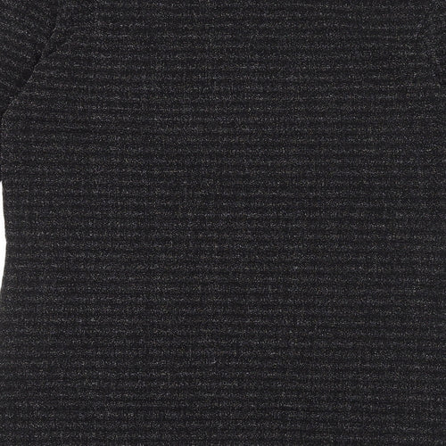 Fransa Womens Black Striped Viscose Basic T-Shirt Size M Round Neck